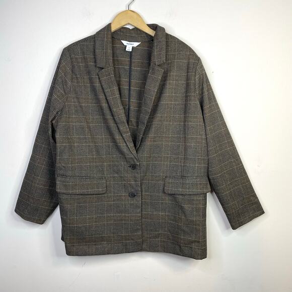 Old Navy Relaxed Blazer Jacket Brown Plaid Classic Womens Plus Size 2X New NWT - Picture 3 of 17